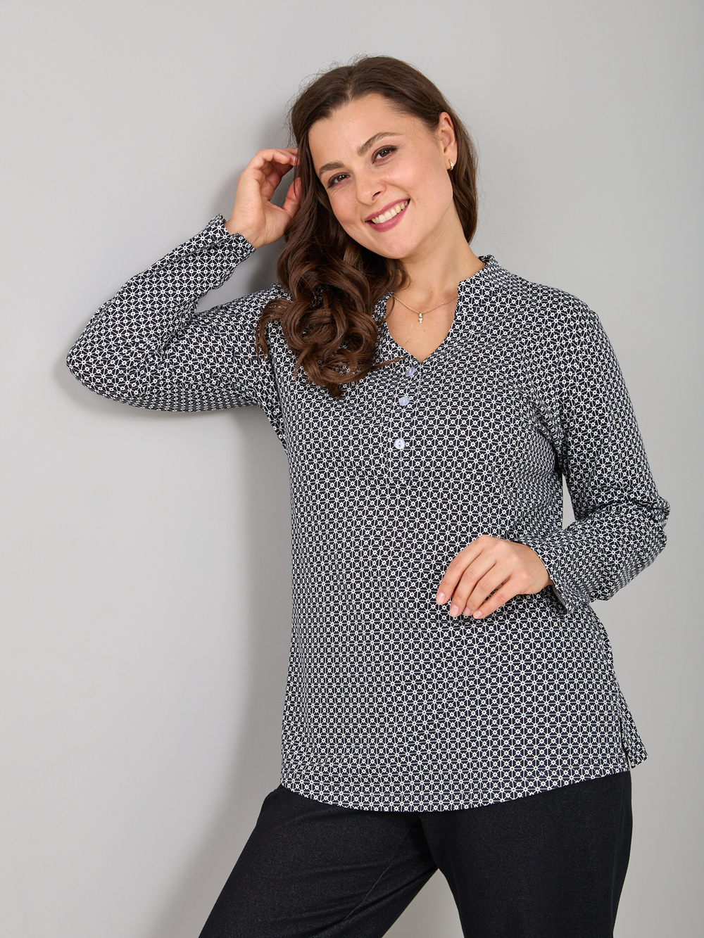Блузка БЛ-22/чернобелая-геометрия