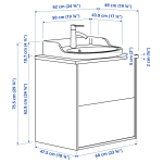 Тумба для ванной - TÄNNFORSEN / RUTSJÖN / TАNNFORSEN / RUTSJОN IKEA/ ТАНФФОРСЕН/РУСТЕН ИКЕА, 62х76 см, белый