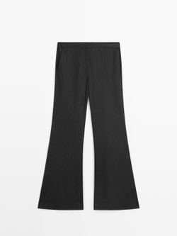 Massimo Dutti Расклешенные брюки в тонкую полоску, угольный