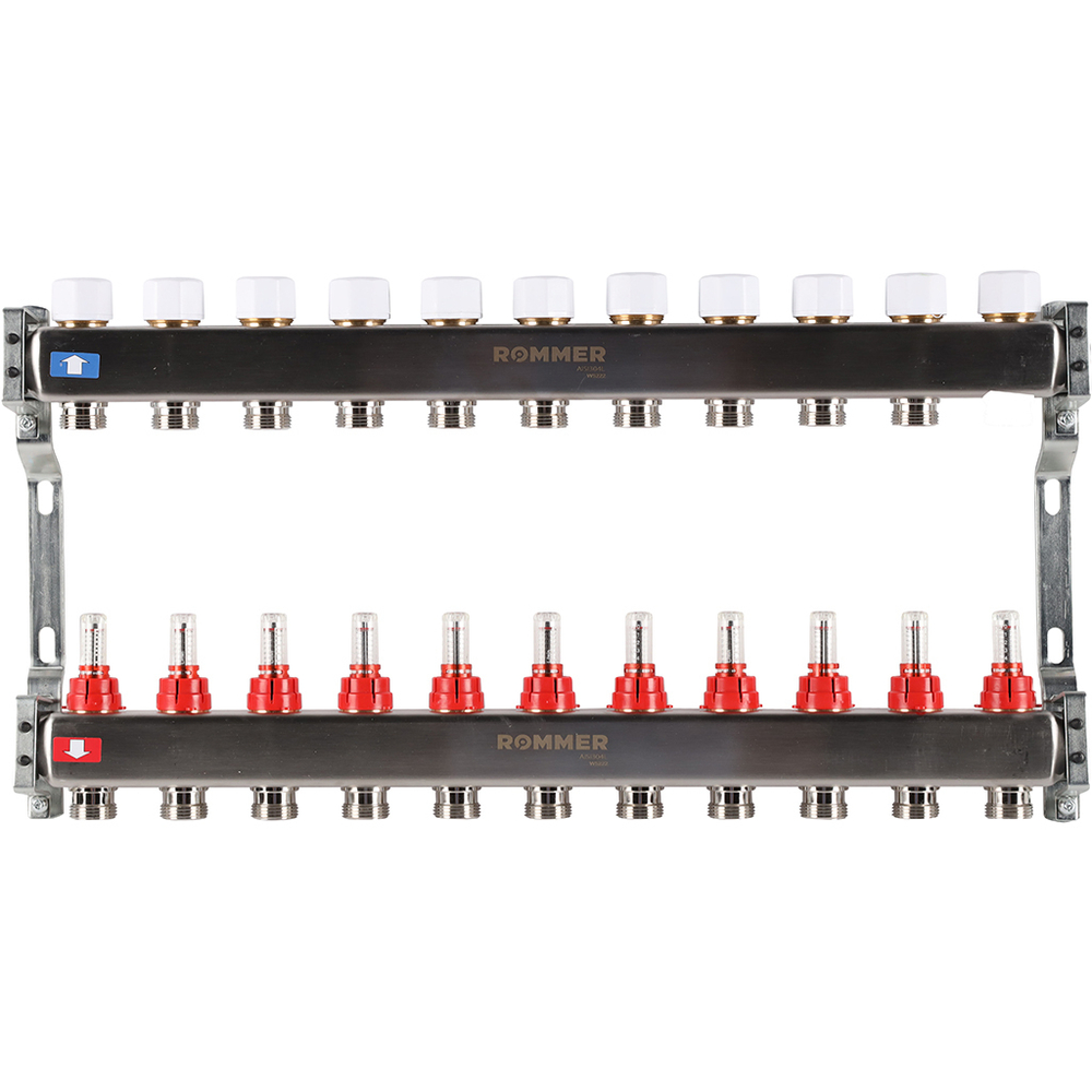 ROMMER RMS-1200-000011 ROMMER Коллектор из нержавеющей стали с расходомерами 11 вых.