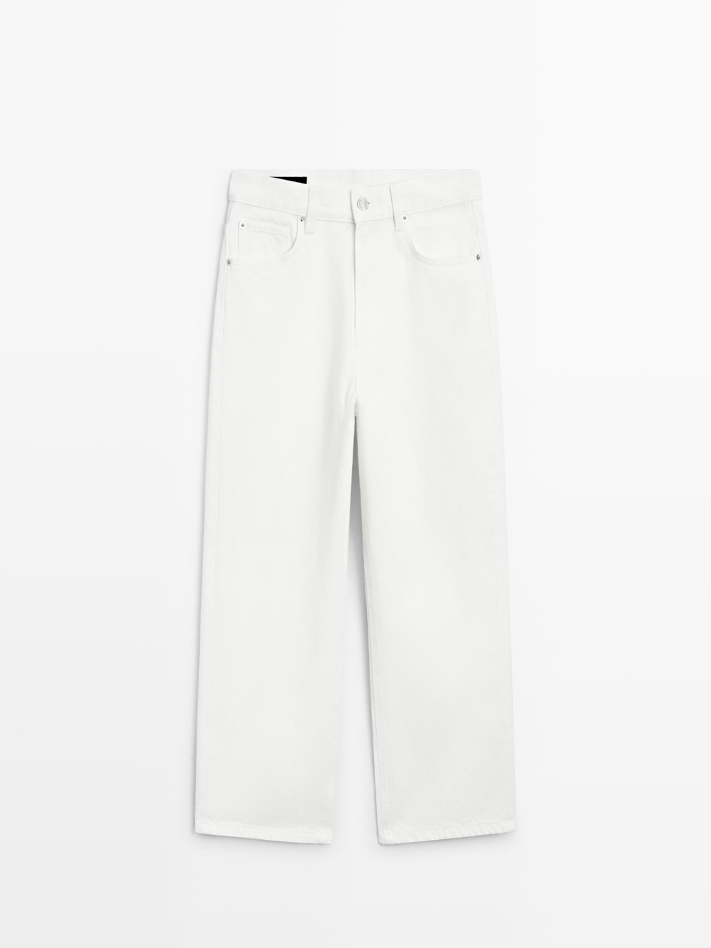 Massimo Dutti Укороченные джинсы средней посадки с широкими штанинами, экрю