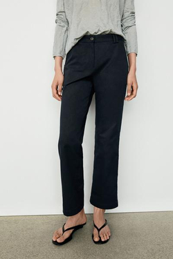 Massimo Dutti Эластичные хлопковые брюки-клеш, глубокий синий