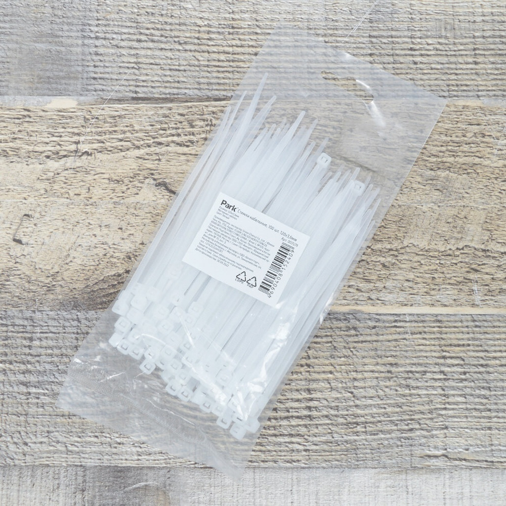 Хомут-стяжка 100шт 120*3,6мм белый, нейлон