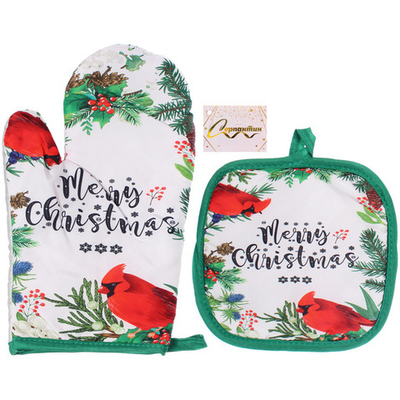 Прихватка в наборе с варежкой «Свиристель», 17,5*17,5 см и 27*17 см