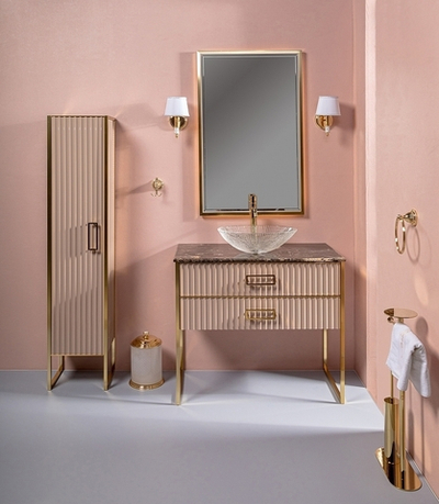 Тумба Armadi Art Monaco 100 см h74 см капучино глянец + золото под раковину чашу 867-100-CPG