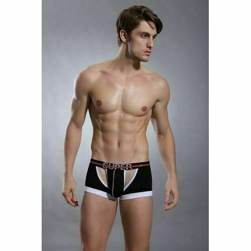 Мужские трусы боксеры черные с вырезами Superbody Black Hip Boxer