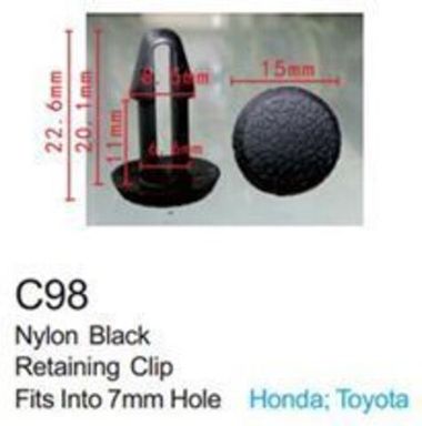 Клипса для крепления внутренней обшивки а/м Хонда пластиковая (100шт/уп.) Forsage клипса C0098(Honda)