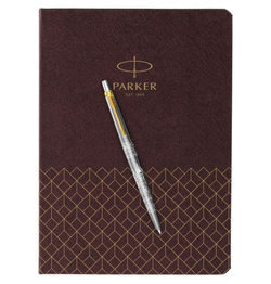 Подарочный набор: Шариковая ручка Parker Jotter Russia SE, цвет: St. Steel GT и Ежедневник  недатированный, коричневый