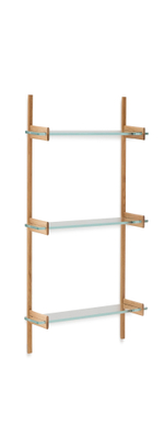 Модульная полка Sitra 3 стеклянные полки и каркас из массива дуба 110 см