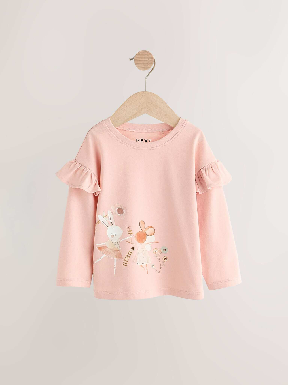Лонгслив для девочки Next 409-201, 4 шт., Бежевый, Розовый, Голубой