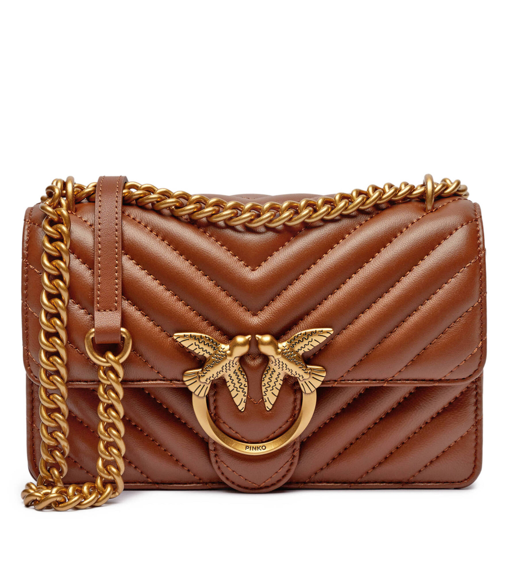 Кожаная сумка-мессенджер LOVE ONE MINI DC Pinko - коричневый(100074 A0GK)