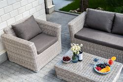 "Капучино" кресло из искусственного ротанга, цвет бежевый