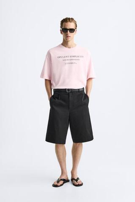 ZARA ФУТБОЛКА С КОНТРАСТНОЙ НАШИВКОЙ, РОЗОВЫЙ