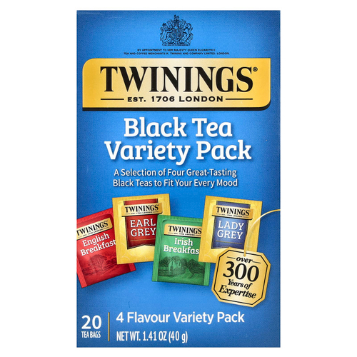 Twinings, черный чай, набор разных сортов, 20 чайных пакетиков, 40 г (1,41 унции)