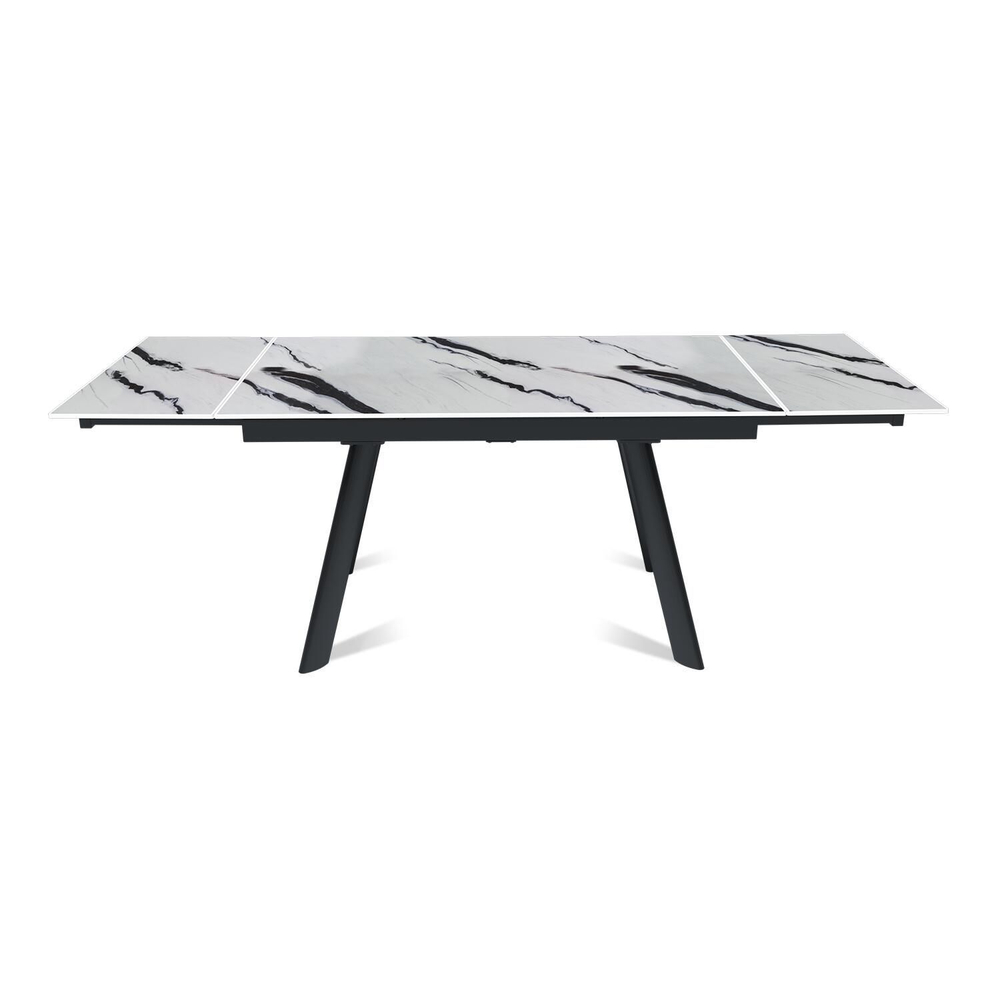 Стол раскладной Stone (140+40+40), керамика глянцевая Panda white