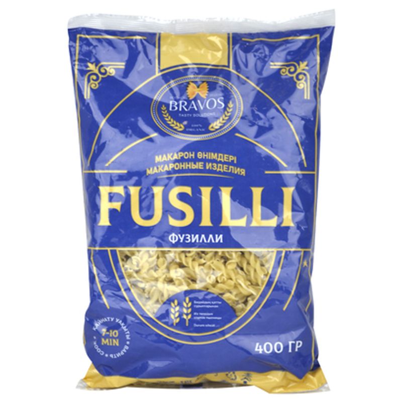 Макароны BRAVOS FUSILLI спираль 400 гр/пач