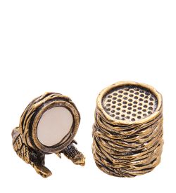 AM-3559 Наперсток «Птички на гнезде» (латунь, янтарь)