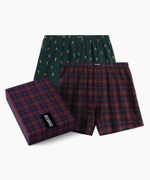 Мужские трусы боксеры Atlantic, набор из 2 шт., хлопок, тёмно-зелёные и тёмно-синие, 2GMB-013