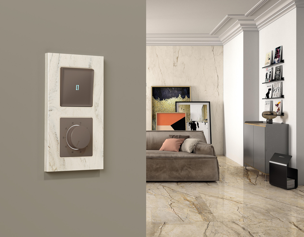 MA635710 Комплект механизма терморегулятора с датчиком для теплого пола с подсветкой 16A-250V ALFA Темная бронза матовый QUANT (AP6357, VM1381)