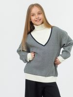 Джемпер для девочки AT954 синий-молочный