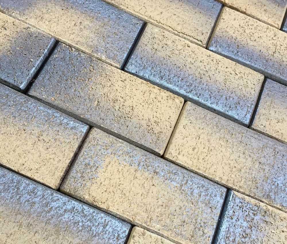 Feldhaus Klinker P248SKF-ECO 200x100x18 areno nero, желтый с темным нагаром с оттенками - Клинкерная тротуарная брусчатка