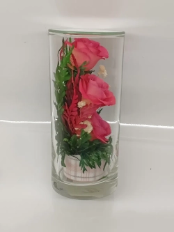 натуральные кустовые розы в стекле, вакуум*
