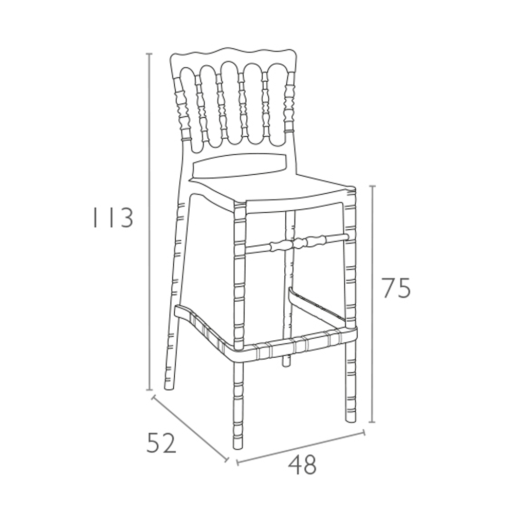 Стул прозрачный барный Siesta Contract Opera Bar 75, янтарный