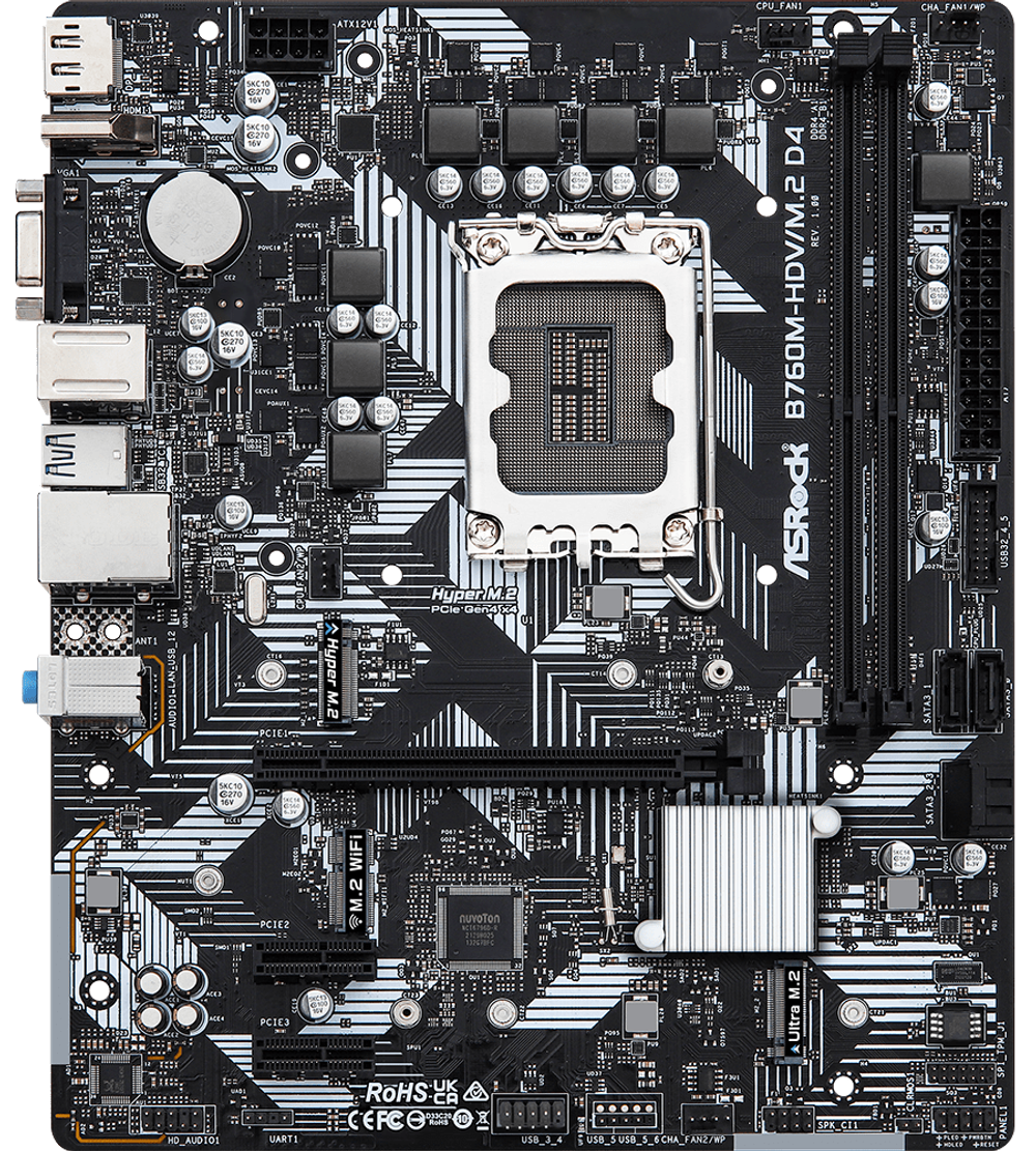 Материнская плата mATX ASRock B760M-HDV/M.2 D4