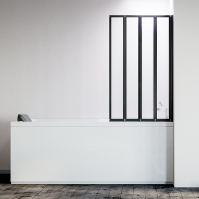 Шторка на ванну Veconi Palau PL-74BR, 900x1500, черный, стекло прозрачное
