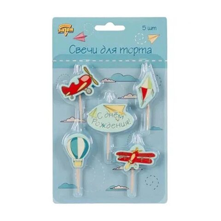 Свечи для торта на пиках Самолётики 5шт
