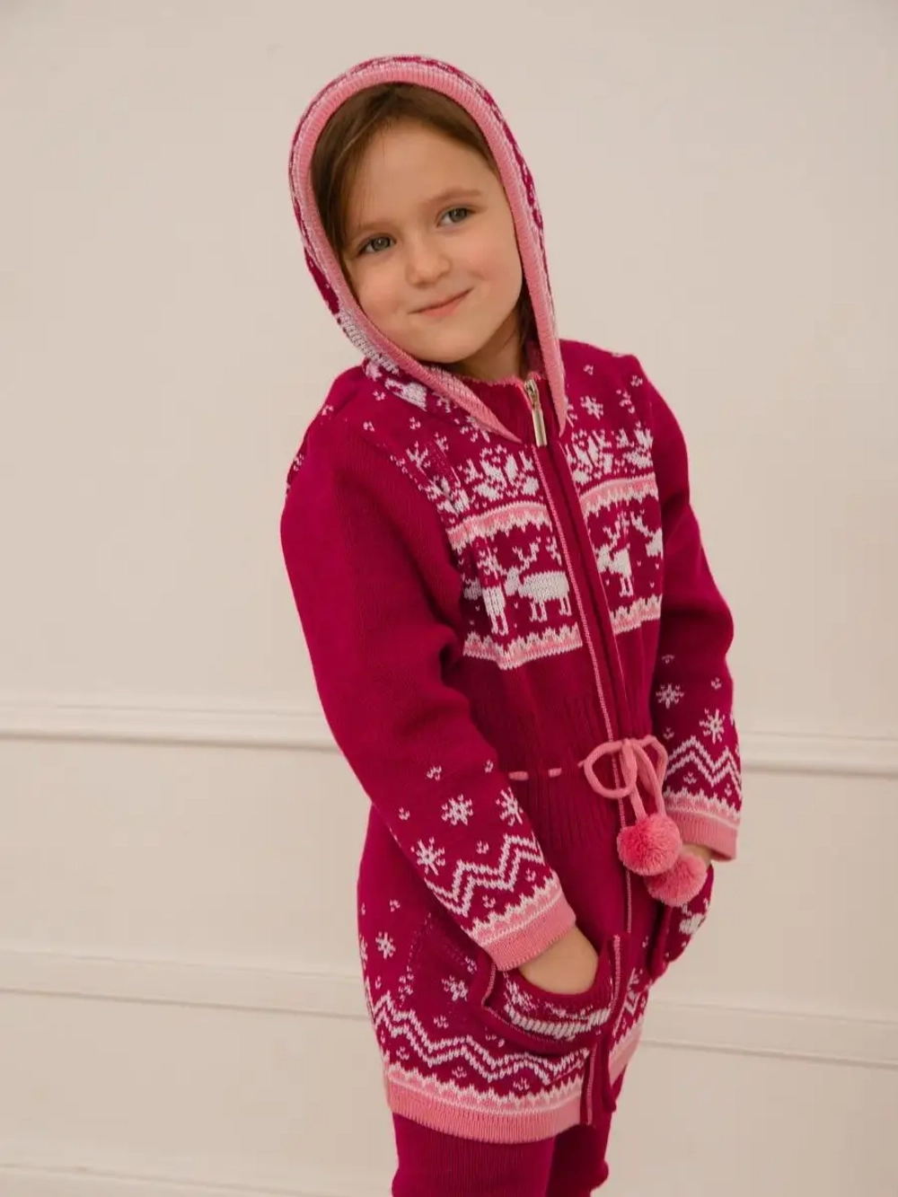 Кардиган вязаный на молнии для девочки
