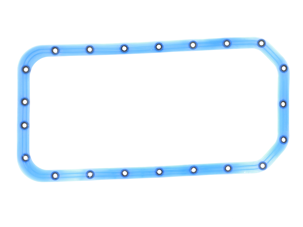 Прокладка поддона маслянного картера ЗМЗ-402 а/м ГАЗ-24 синий силикон с пресшайбами ПРЕМИУМ (ПТП64)															
)