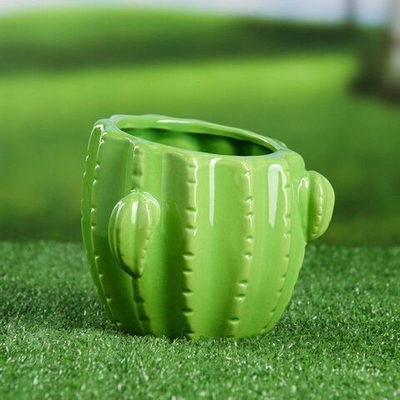 Зеленое кашпо «Кактус»