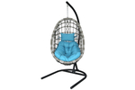 Кресло подвесное Garden Story Ривьера (стойка+основание.черн.,корзн.серая.,подуш.estera лазурный. 3уп. (В))