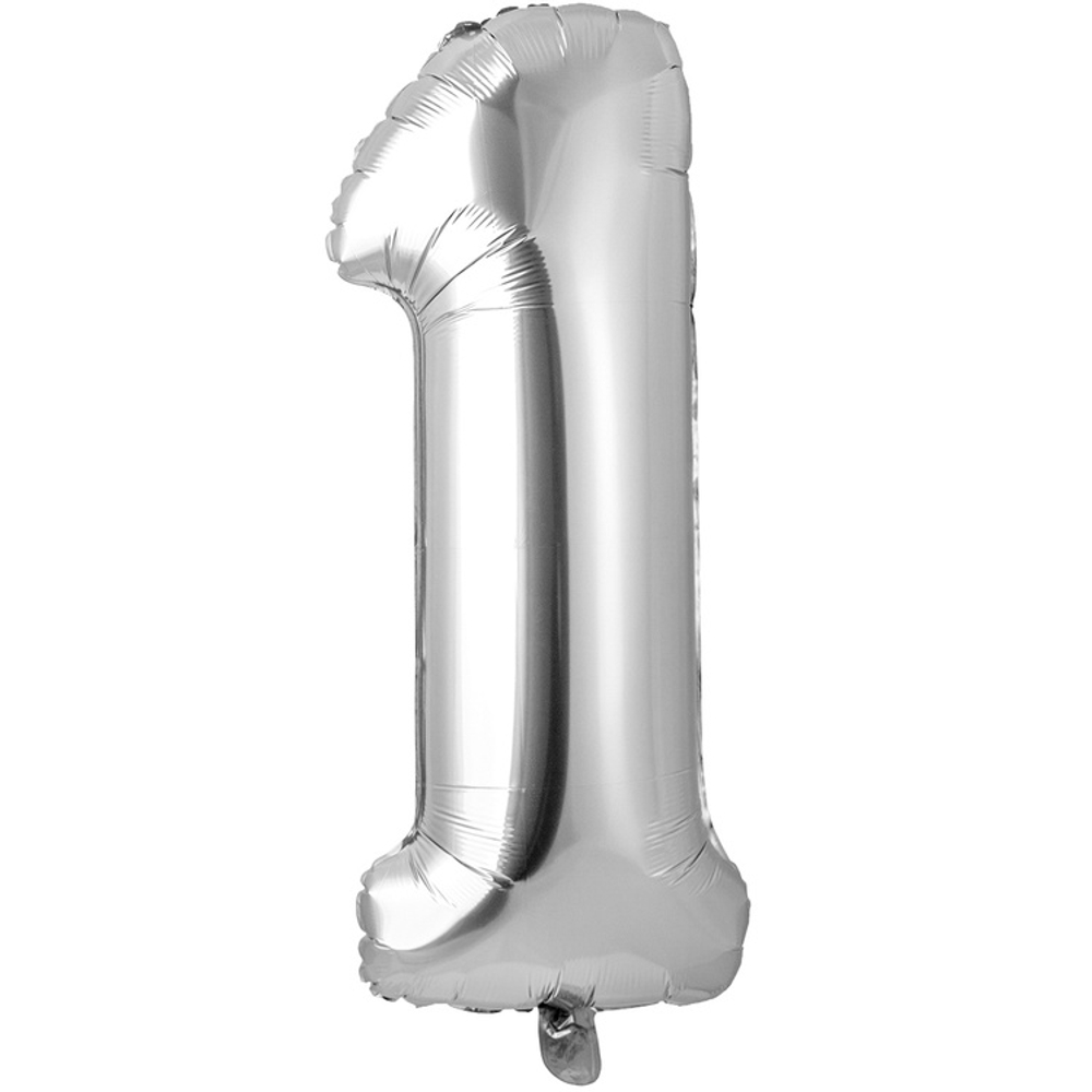 Шар фольгированный Цифра 1 66 см (Серебряный)