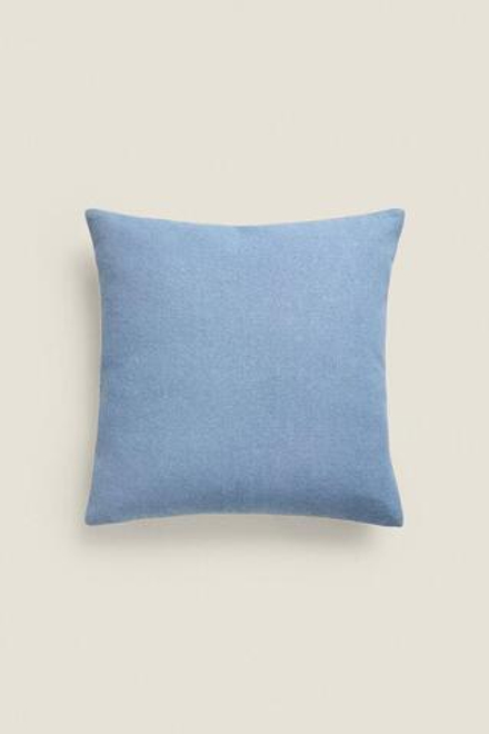 ZARA HOME ОДНОТОННЫЙ ХЛОПКОВЫЙ ЧЕХОЛ ДЛЯ ДЕКОРАТИВНОЙ ПОДУШКИ, ГОЛУБОЙ