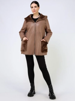 Дубленка зимняя двухсторонняя шуба с капюшоном