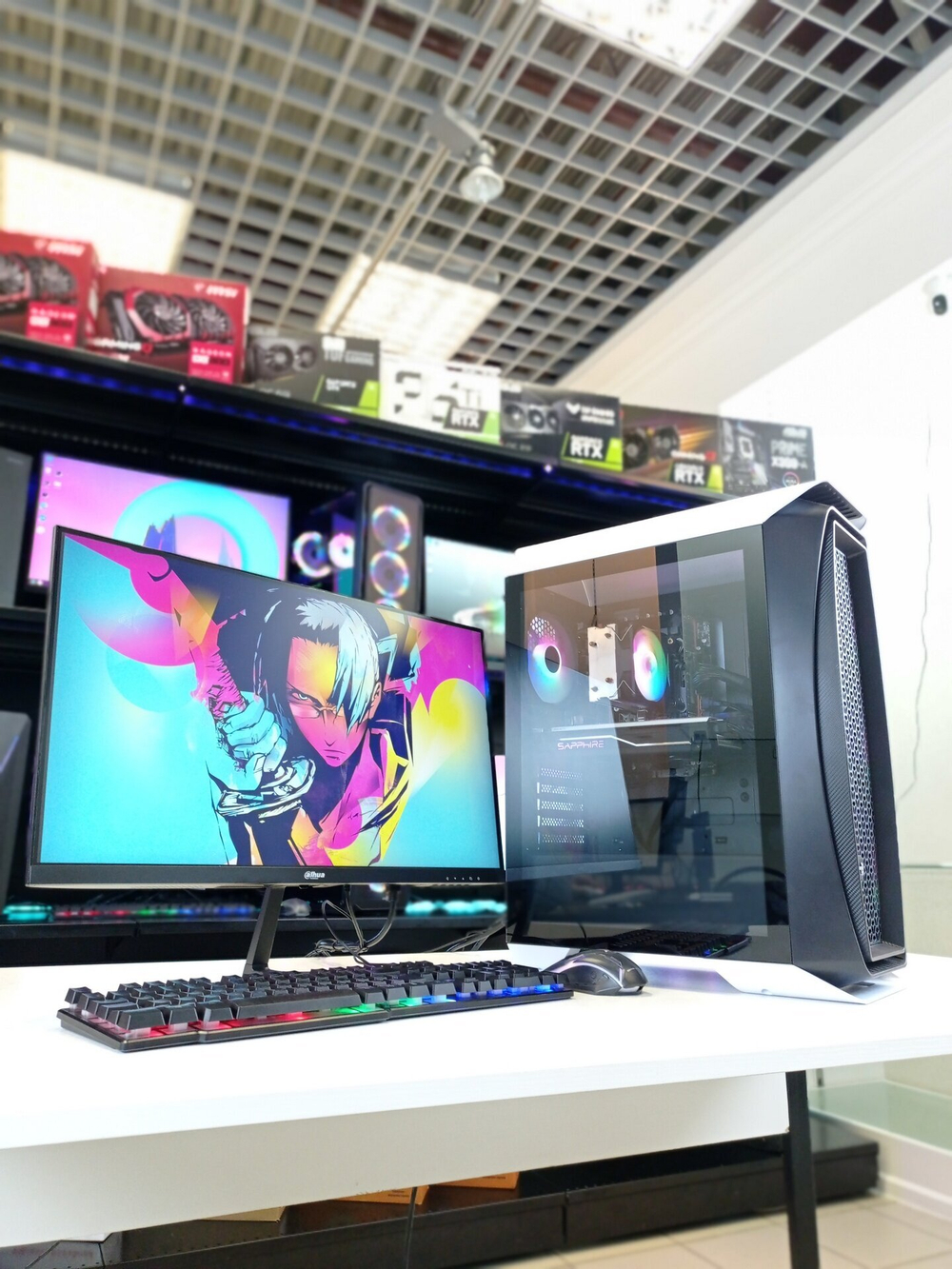 Игровой компьютер с Монитором 24 дюйма, i7-8700, ОЗУ-16GB, AMD Radeon RX580 8GB, SSD 1024GB, Windows 11