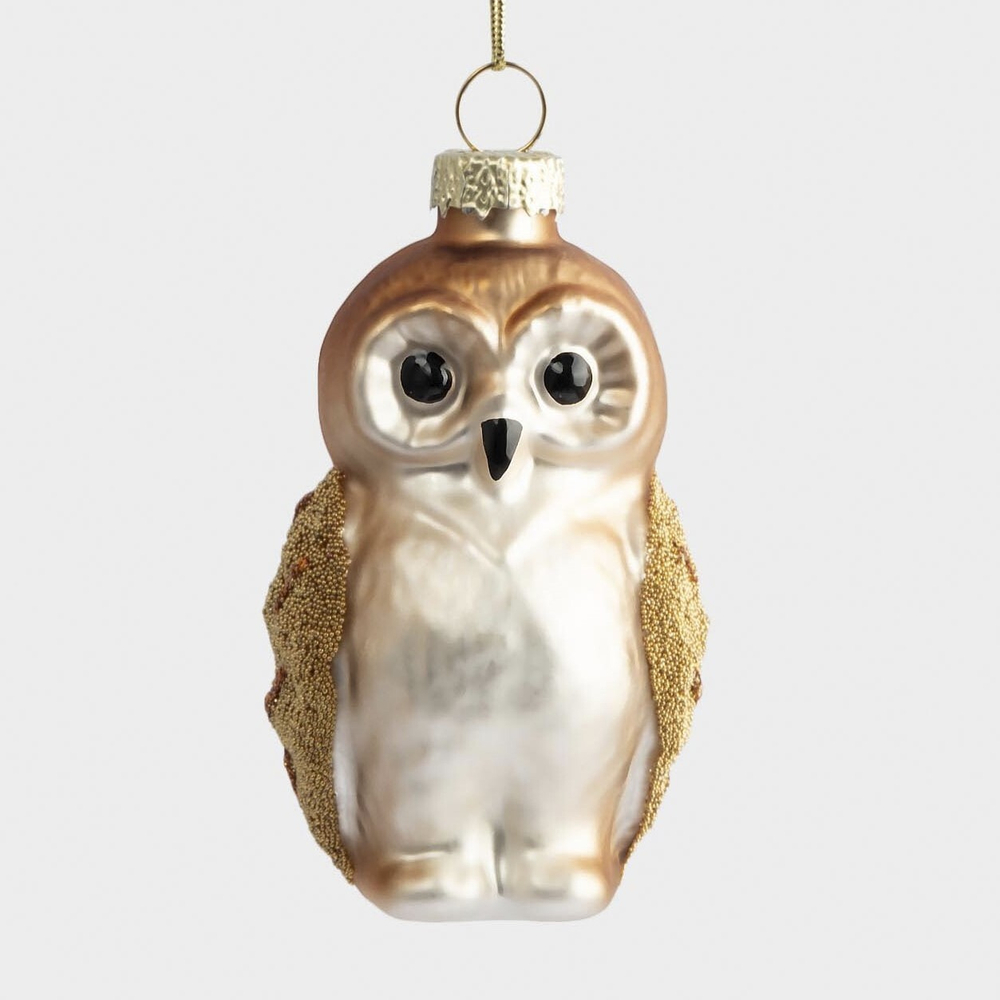 Елочное украшение сова стекло 5*8 см