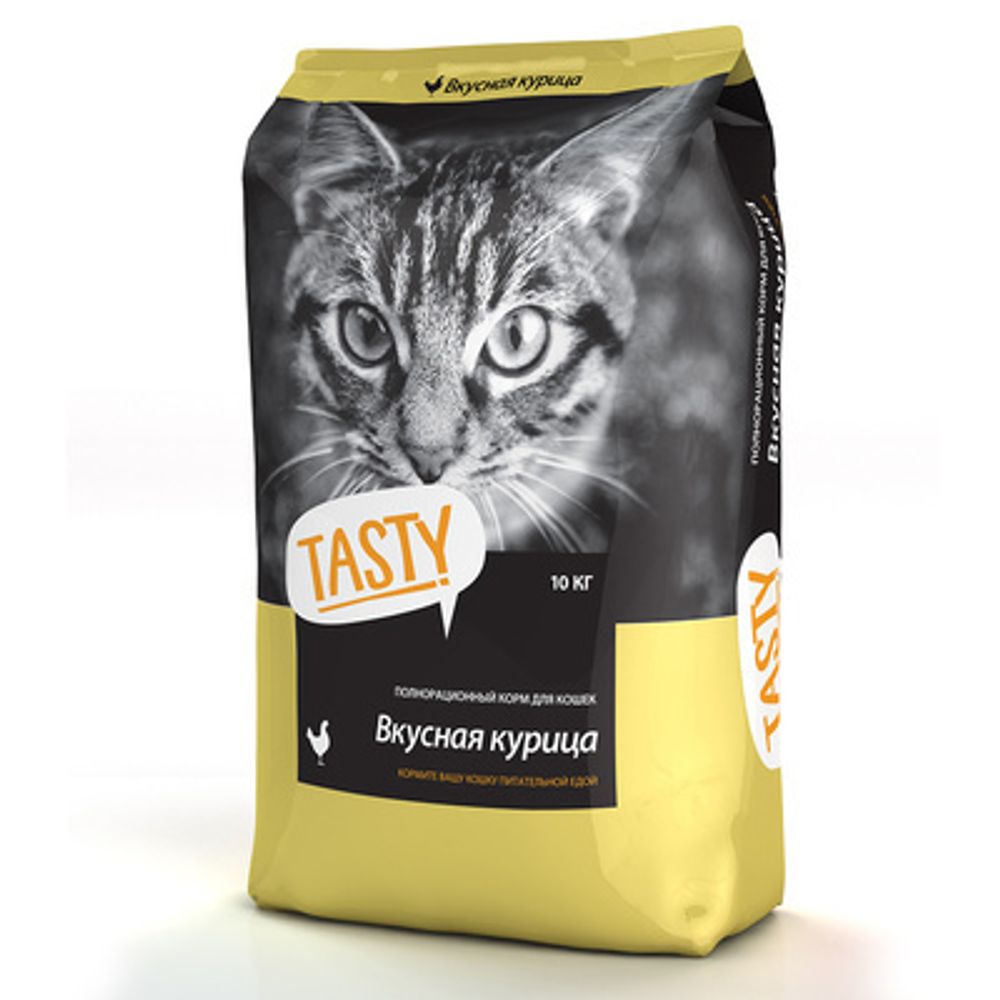 Сухой корм Tasty для кошек, с курицей, 10 кг