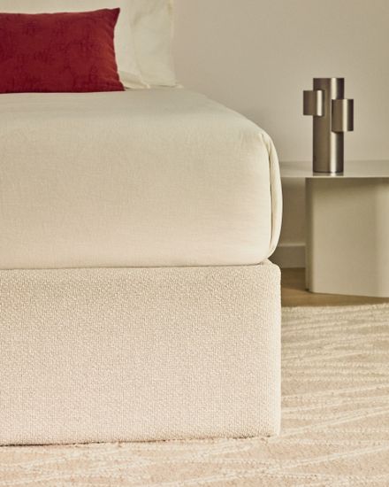 Основание кровати Nelzi из шенилла цвета экрю для матраса 150 x 200 см