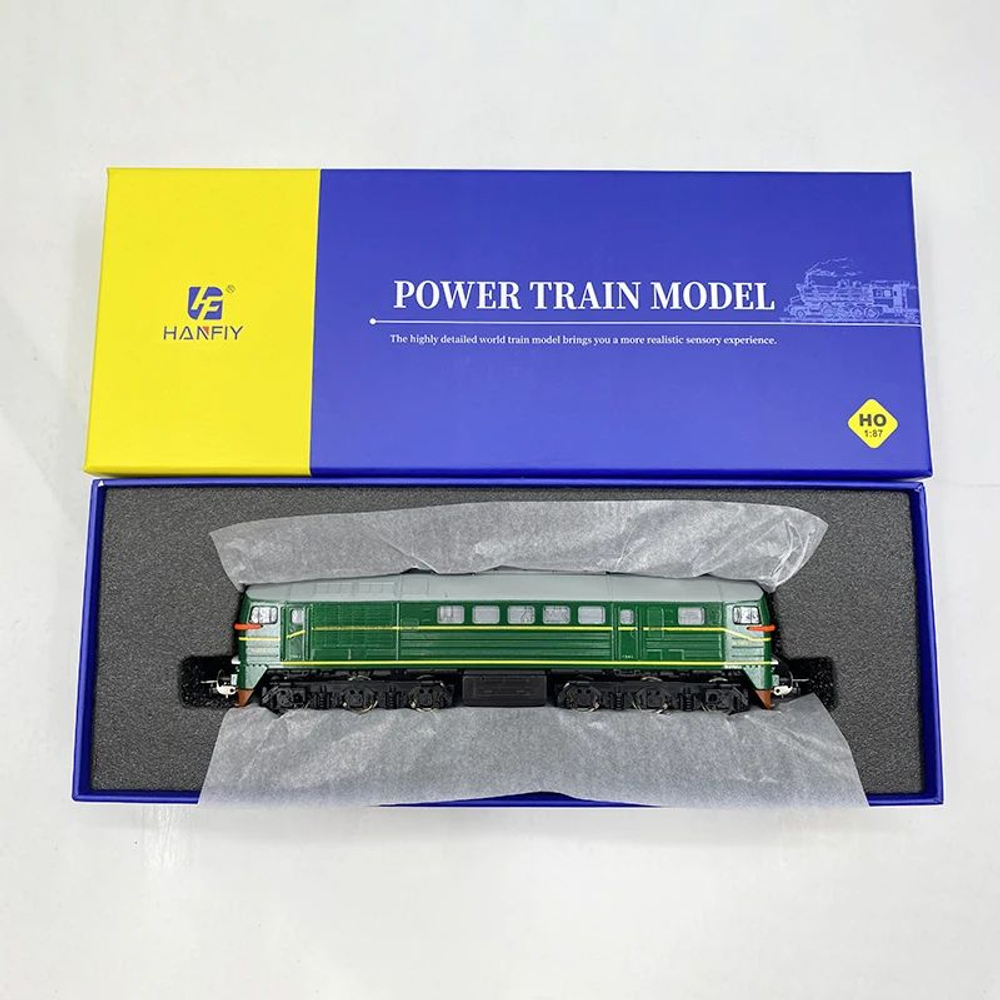 Масштабная модель советского дизельного поезда M62 зеленый для Железной дороги HanFly Metal Model Train, металлические колеса, 1 поезд - HF96410 , полностью совместим c любой серией HO 1:87