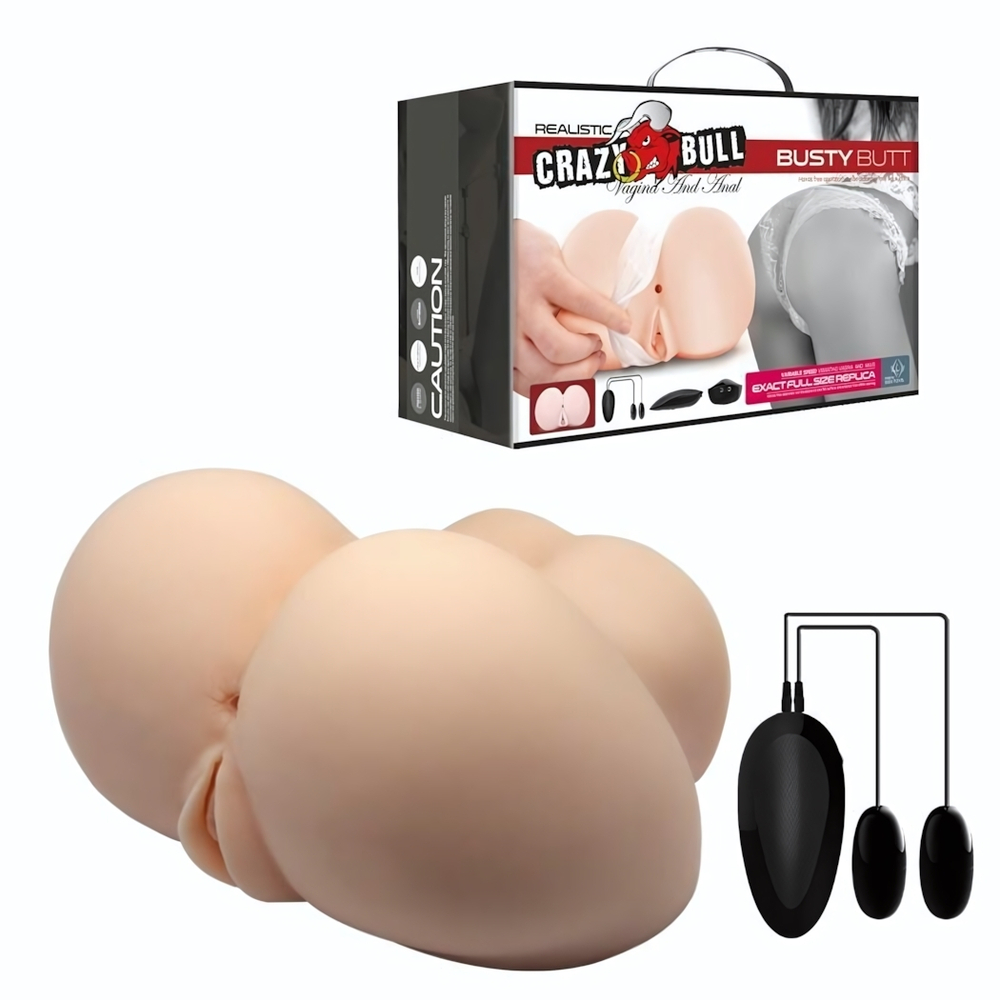 Вагина и анус с вибрацией Crazy Bull Busty Butt (Цвет: телесный)