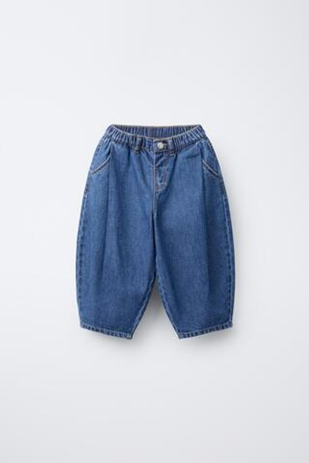 ZARA ДЖИНСОВЫЕ БРЮКИ-БАНАНЫ, СИНИЙ