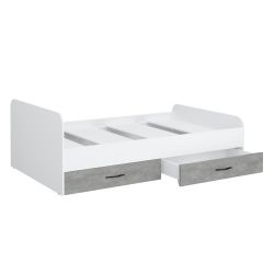 Кровать 900 Junior (белый (тиснение лофт)/метрополитен грей), МФ 1+1