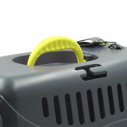 Переноска ZOOSET с металлической дверцей и ремнем, серая/желтая - (S) 42х29х29,5 см