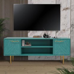 Тумба под ТВ Арт Колор leaves 155см Стайл Голд Пастельно-синий