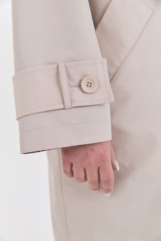 Двусторонний комбинированный тренч с кантом, молочный