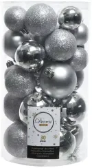 Набор пластиковых шаров Стиль mix, серебро, 30 шт, Kaemingk (022901)