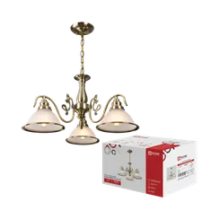 Люстра под лампу CLASSIC GRAND-CN-3E27-BR 3хЕ27 белый плафон, медный корпус IN HOME